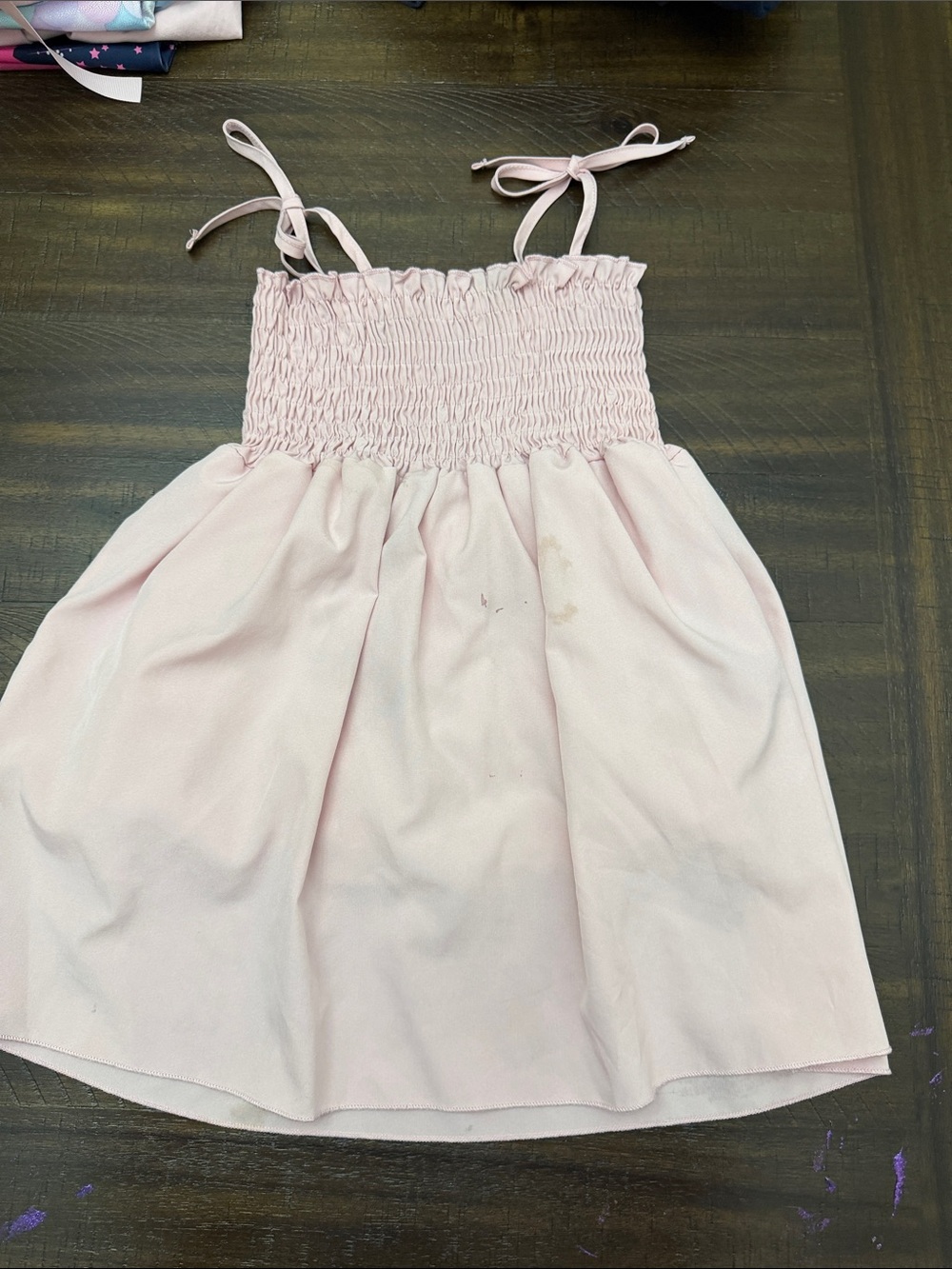 Girls' Pink Smocked Sundress with Tie Straps